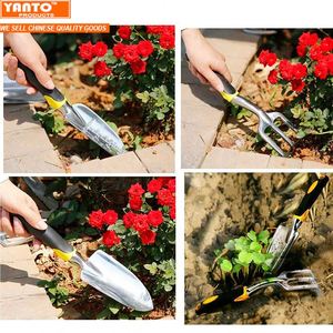 3pc en herramienta de jardín de aluminio fundido cabeza Kit de jardinería con goma suave antideslizante paleta transplanter cultivador - Product Image 6