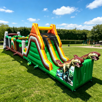 Château gonflable parent-enfant avec toboggan, parcours d'obstacles amusants pour enfants en plein air