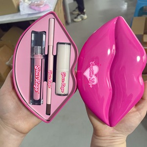 Private Label Liner Pencil Liquid Lipstick Set con caja de metal Lip Liner Lip Gloss y Lipstick 3 en 1 Maquillaje Gift Lip Set - Product Image 1