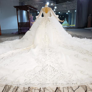 Abito da sposa personalizzato di lusso 2025 Plus <span class=keywords><strong>Size</strong></span> manica lunga senza schiena abito da sposa 200cm strascico abito da sposa di alta qualità - Product Image 6