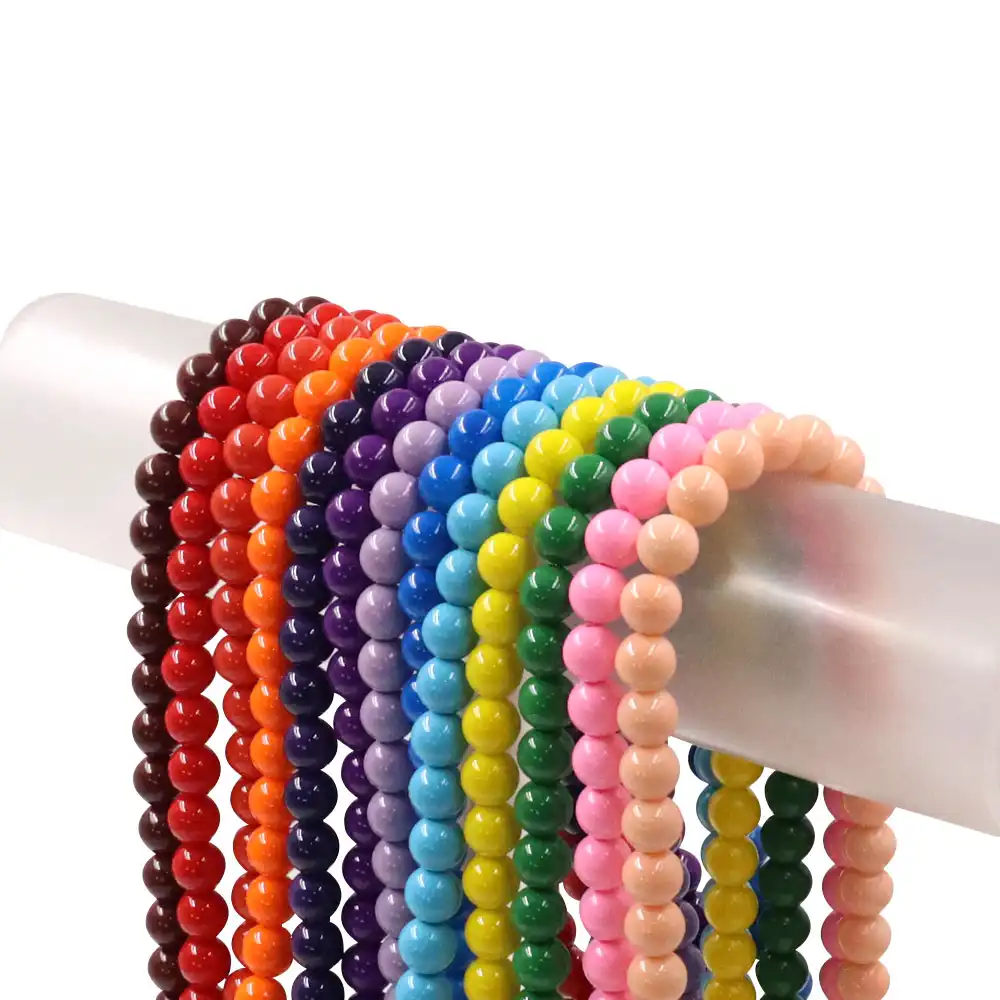 Cuentas de cristal con agujeros perforados para fabricación de pulseras y joyas, cuentas de color de 10mm, en venta