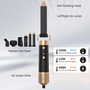 TAHATH Solución de Peinado Todo en Uno, 6 Cabezales Intercambiables, Secador LED PTC, Rizador, Voluminizador, Cepillo de Aire Caliente Multifunción - Product Image 3