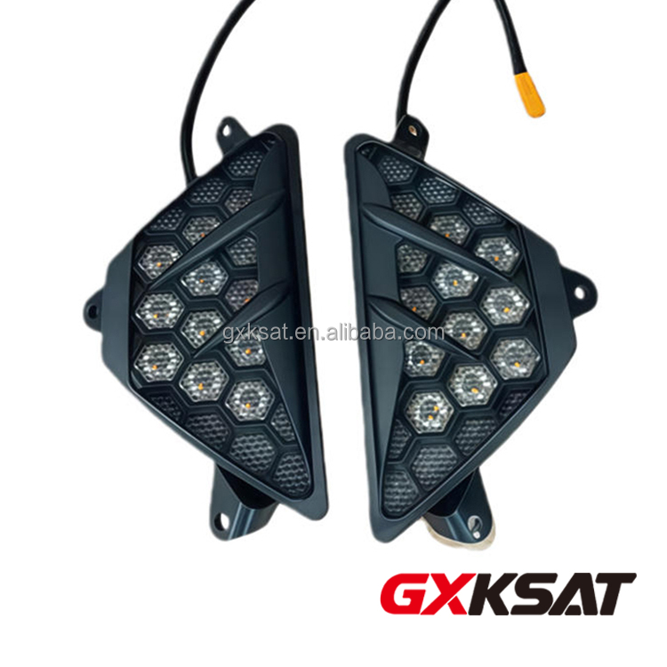 GXKSAT LED Honeycomb Triangular Motorcycle Turn Signal Light for