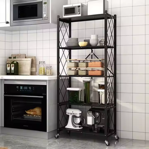 Étagère de Rangement Pliable à 5 Niveaux avec Roulettes, en Acier au Carbone, pour Cuisine, Séchage, Rangement de Vêtements et Utilisation en <span class=keywords><strong>Garage</strong></span> - Product Image 4