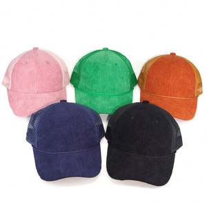 OEM Customizable 6-Panel Structured Trucker <b>Cap</b> Vintage Street Style 100% Polyester <b>Corduroy</b> Gorras Curved Brim - Product Image 1
