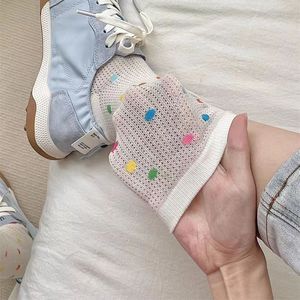 Women <b>Breathable</b> Mid-Calf <b>Socks</b> Colored Dots And Black White Dots Cotton Summer Thin <b>Socks</b> For Youth - Product Image 4