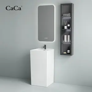 CaCa Ceramic Portable Free Standing Wash Basin Freestanding Washbasin Counter Top With Smart Mirror And Cabinet