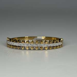Bracelet tendance en acier inoxydable 316L plaqué or PVD avec cristaux, bijoux pour femmes - Product Image 1