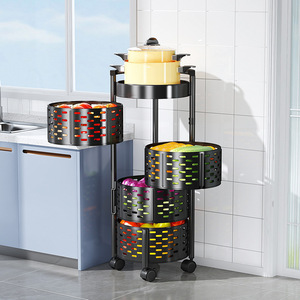 Étagère de rangement métallique multifonctionnelle à 360 degrés, écologique, noir/blanc, pour fruits et légumes, panier multi-niveaux pour cuisine - Product Image 2