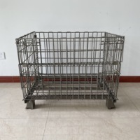 Cage de rangement pliable en acier grillagé avec protection contre la corrosion et roues métalliques pour l'organisation et une utilisation à long terme