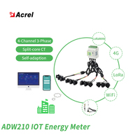 Medidor de Energía Trifásico Inteligente IoT Acrel ADW210-D16-4S, 100A CTs, Multicircuito, 4 Canales, Ethernet TCP/IP, Protocolo MQTT, RS485