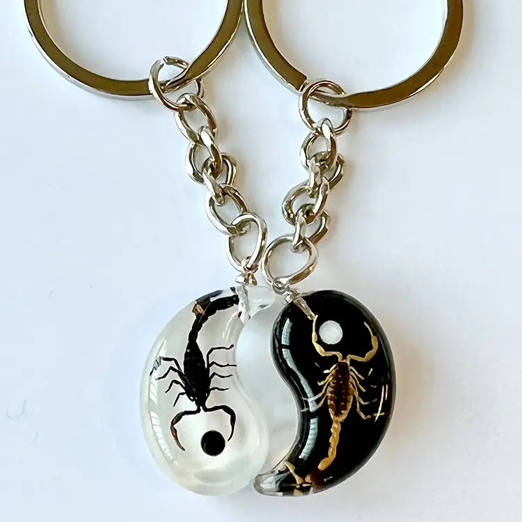 IVR new fashion jewelry China Yin Yang gossip black and white couple scorpion resin acrylic key chain