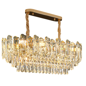 Lampadario Sospensione Moderno di Lusso in Cristallo, Ferro Dorato, <span class=keywords><strong>LED</strong></span>, da Interno, Altezza Regolabile, Dimmerabile, per Isola Cucina, Bancone, Ristorante e Hotel - Product Image 2