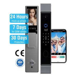 Te'an WiFi Digital Lock Aluminum Electronic Password Fingerprint Key Card Wood Steel Smartphone <strong>Recognition</strong> Technology <strong>Camera</strong> - Product Image 1