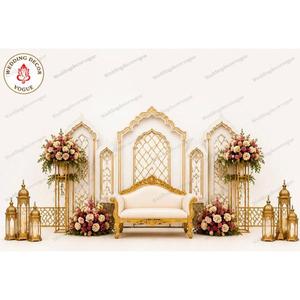Traditional Indian Fiber Mandap <b>Wedding</b> Stage Setup with Elegant Reception Decoration for <b>Wedding</b> Ceremony Backdrop <b>Ornamental</b> - Product Image 4