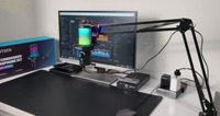 En stock CMTECK XM560T Ensemble de microphone USB Type-C pour ordinateur, micro à condensateur avec bras, suppression du bruit, éclairage RGB, pour jeux sur PC