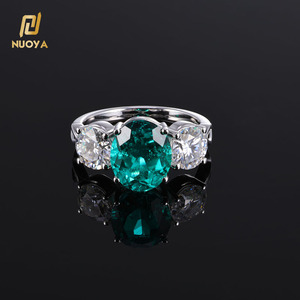 Cincin Zamrud Desain Baru NUOYA Perak Sterling S925 Moissanite dan Berlian Buatan Laboratorium Cincin Mewah untuk Pria Wanita Hadiah Pesta - Product Image 4