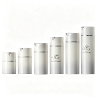 Nouvelle Bouteille Pompe Airless de Luxe à Clipser avec Interrupteur Rotatif et Verrouillage par Torsion, Argentée, 30ml-150ml, pour Lotion et Crème