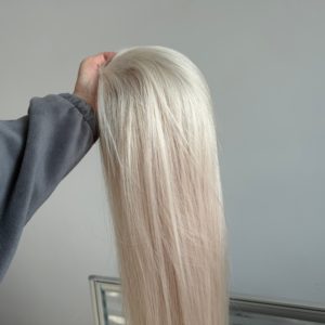 Nueva Llegada, Cabello Humano Europeo Virgen Natural de Color 12a con Cutícula Alineada, Peluca Frontal de Encaje Suizo HD de 13*5'', <span class=keywords><strong>Rubio</strong></span> <span class=keywords><strong>Ceniza</strong></span> - Product Image 6