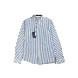 Camisa Larga Casual de Algodón con Bordado a Rayas Estilo Inglés de Primavera, Exclusiva para Comercio Exterior Exve - Product Image 1