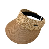 Chapeau de soleil de haute qualité pour femme, à large bord, en paille tressée, à dessus ouvert, qui affine le visage, pour sports de plein air