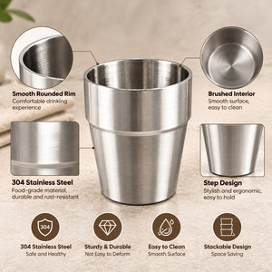 Tasse à double paroi en acier inoxydable 304 de style coréen, résistante aux chocs, pour jus, bière et boissons froides, idéale pour les restaurants, les barbecues et les salons de thé. - Product Image 3