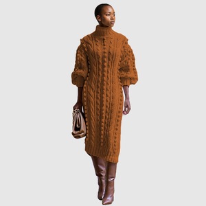 Latest <b>Turtleneck</b> Long Sleeve Knit Casual Slit Maxi Women <b>Sweater</b> Dress Fashion - Product Image 5