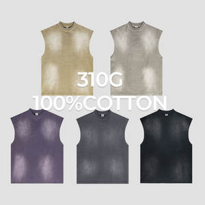 Venta caliente de algodón sin mangas lavado con ácido camiseta sin mangas gimnasio para hombre camisetas sin mangas Vintage impresión personalizada camiseta sin mangas de gran tamaño - Product Image 4