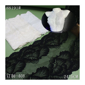 24CM Black White Mesh Big Fancy Flower Spandex Stretch Lace Trim Customizable Colors Elastic Fabric for Women Sexy <strong>Bra</strong> tank Top - Product Image 1