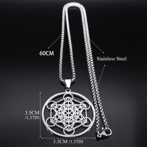 Collier en Acier Inoxydable avec Sceau d'Ange Archange Metatron pour Femmes et Hommes, Géométrique, Les Secrets des Caballistes, Bijoux du Jardin de <span class=keywords><strong>Salomon</strong></span> - Product Image 6