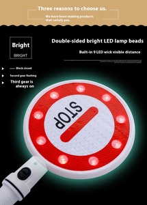 Luz de Señalización de Parada Portátil de ABS, Impermeable, con <span class=keywords><strong>LED</strong></span>, Bastón de Tráfico para Seguridad Vial, Funciona con Batería - Product Image 4