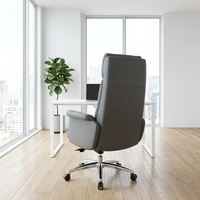 Chaise de bureau en cuir Nappa gris foncé texturé, détails cousus à la main exquis et soutien ergonomique