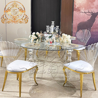 Moderne Hochzeit Event Bankett Hotel Cristal Schreibtisch Runde Form Klarer Spiegel Glasplatte Kristall Acryl Basis Esstisch