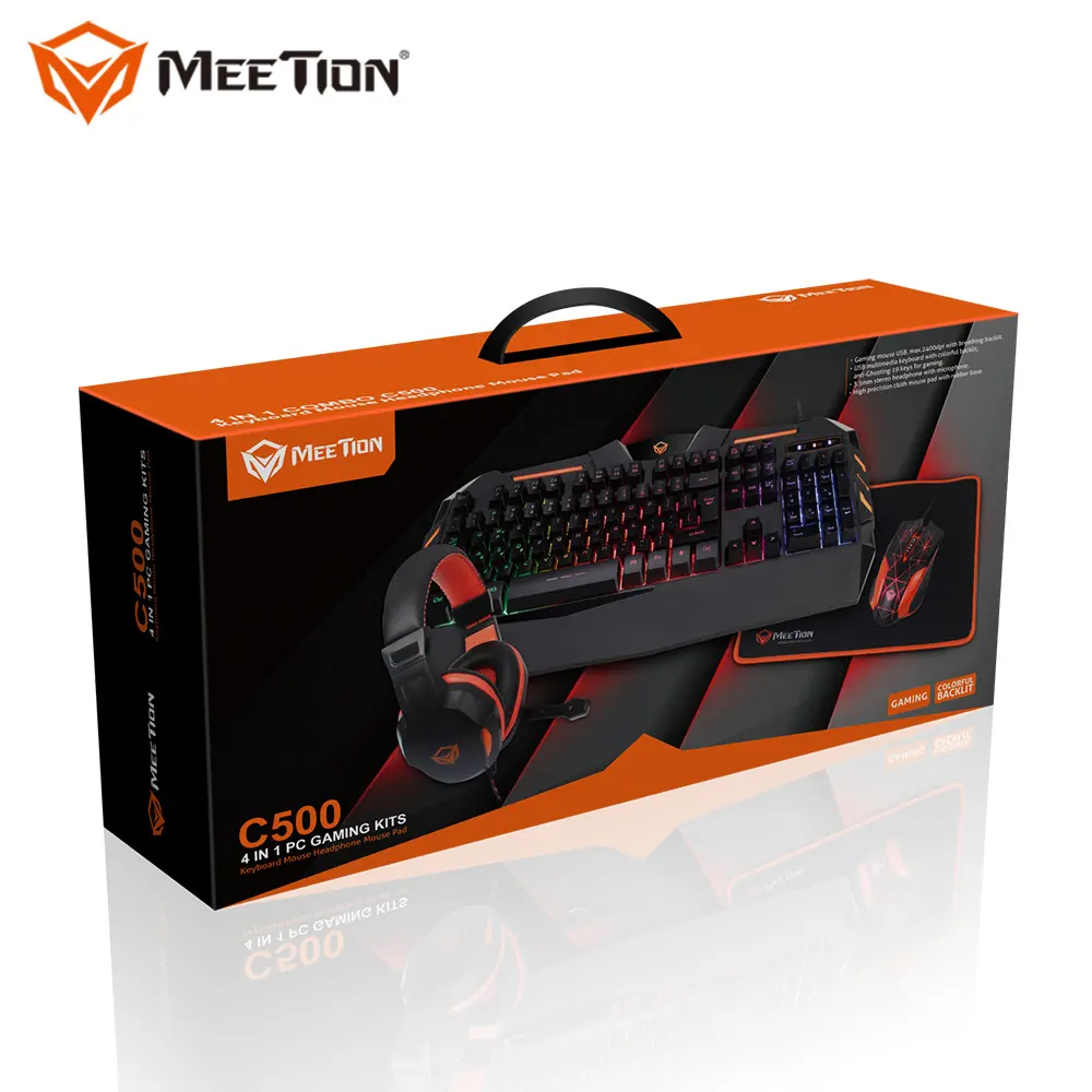 MeeTion C500 RGB PC Keyboard Mouse Gamer Combo Gaming Keyboard And Mouse Kit Set With Mouse