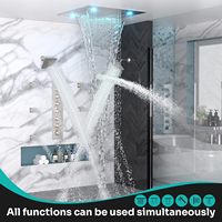 Système de douche de luxe Homedec avec deux pommes de douche carrées de 6 pouces, jet pluie/cascade, robinet thermostatique, nickel brossé