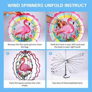 Flamingo Metall Wind Spinner hängen Garten 12 Zoll 3D kinetische Skulptur für Weihnachten <span class=keywords><strong>Outdoor</strong></span>-Dekor <span class=keywords><strong>House</strong></span> Yard Dekorationen - Product Image 6