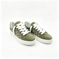 Nouvelles baskets tendance pour femmes à bout rond, vert armée, imprimé intégral, lacets épais et moelleux, chaussures pour tous les jours