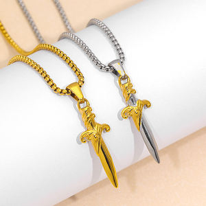 Ensemble de colliers pendentifs croix <span class=keywords><strong>en</strong></span> acier inoxydable pour hommes et femmes or <span class=keywords><strong>argent</strong></span> deux tons symbole religieux chaîne colliers pendentifs à la mode - Product Image 4