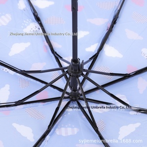 <span class=keywords><strong>Parapluie</strong></span> pliant manuel haut de gamme en polyester, motif léopard, carreaux, feuilles et nuages blancs, personnalisable, cadeau d'affaires, ouverture manuelle, en fer - Product Image 4