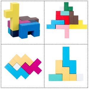 Chất Lượng Tốt Bằng Gỗ Pentominoes Trò Chơi Câu Đố Não Phát Triển Đồ Chơi Tangram Hình Học Toán Học Mô Hình Khối Đồ Chơi - Product Image 3
