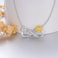 Collier Sunflower Infinity en argent sterling 925 You Are My Sunshine