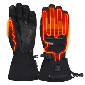 Recharging Heat Glove Waterproof Cold Weather Gloves Goatskin Leather Heat Winter Glove Touchscreen With USB Charger