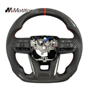Volante personalizado de fibra de carbono real para Toyota Land Cruiser LC200 LC300 GR 2015-2023 con empuñaduras de cuero negro - Product Image 1