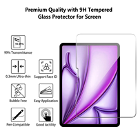 Protection d'écran en verre trempé HD 2.5D 9H, anti-choc, anti-reflet, anti-rayures, verre trempé japonais AGC, iPad Air 13 pouces M3 M4 M5