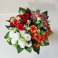 Bouquet de 18 roses artificielles en soie, style moderne, fait main, pour centre de table de mariage, arche de toile de fond, respectueux de l'environnement
