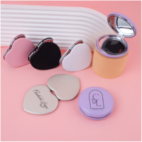 Miroirs de maquillage miniatures ronds roses en cuir PU en gros, miroirs de poche personnalisés avec logo d'usine en cuir PU