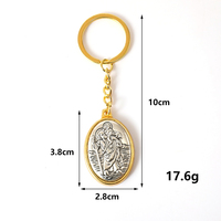 Porte-clés Saint Antoine en cuir plaqué or et argent, porte-monnaie, pendentif religieux chrétien