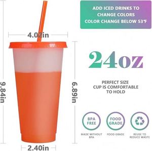 Vaso de Plástico PP de 700ml al por Mayor, con Pajita, Gran Capacidad, Diseño que Cambia de Color con la Temperatura, Artículos Promocionales para Bebidas - Product Image 3