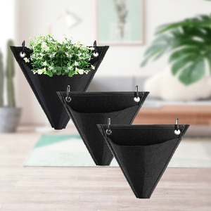 Maceta <span class=keywords><strong>Triangular</strong></span> no tejida negra moderna, bolsa colgante, nuevo colgante de pared interior para plantas de interior modernas, flor - Product Image 6