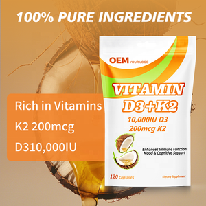 Cápsulas de Gel Suave Veganas de Vitamina D3 K2 OEM, Suplemento de Vitamina D3 y K2 con Aceite de Coco para la Salud Ósea - Product Image 5